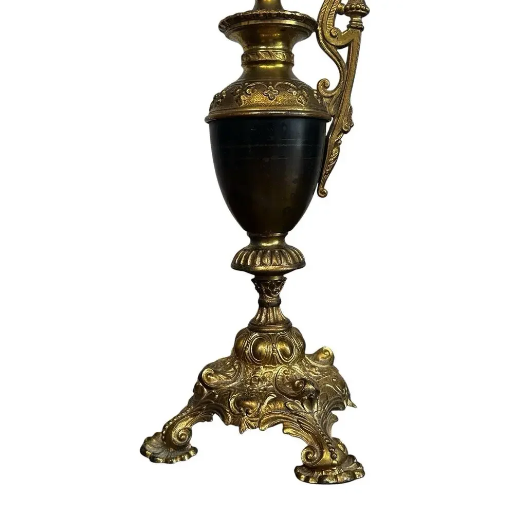 Vintage Ornate 17” Tall Large Brass Ewer Urn Candle Holder Decor *Read*